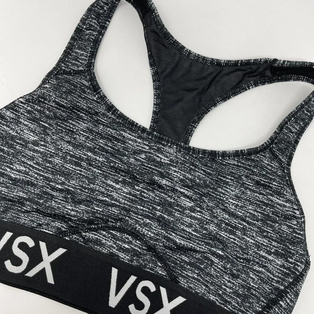 Victoria's Secret VSX Unpadded Sports‎ Bra Women's Size Small Black Spacedye